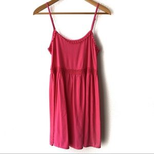 Altar’d State Fuchsia Pink Crochet Trim Mini Dress